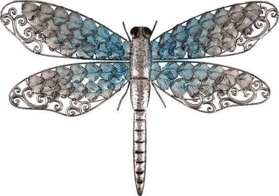 Set de 2x grand papillon métal et libellule argent/bleu 46 et 50 cm déco  jardin - Déco... | bol.com