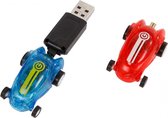 raceauto's 6 cm USB blauw/rood 3-delig