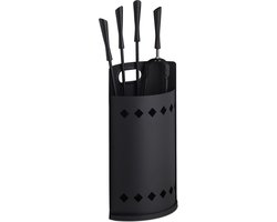 haardset - 5-delig -haardstel met houder - pook - asschep - bezem - haardtang