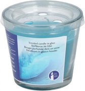 geurkaars in glas ocean breeze/blauw 8 cm