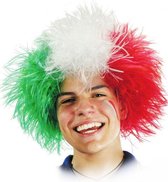 pruik afro Itali√´ synthetisch groen/rood one-size