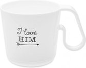 mok Maxx I Love Him 350 ml 9,5 x 8,9 cm wit