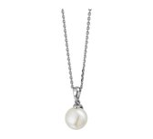 YO&NO - Ketting - Zilver - Anker - Parel - 1,1mm - 41 + 4cm - Sieraden vrouw - Gerhodineerd - Zilver 925