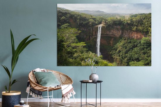 Peintures sur Toile Tropical - Cascade - Forêt Tropicale - 180x120 cm - Décoration murale XXL