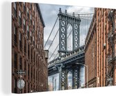 Canvas Schilderij New York - Manhattan - Bridge - Dumbo - 60x40 cm - Wanddecoratie