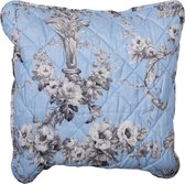 Clayre & Eef Kussenhoes 40*40 cm Blauw Polyester Vierkant Bloemen Sierkussenhoes Kussen hoes