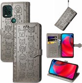 Voor Motorola MOTO G Stylus 5G Leuke Kat en Hond Reliëf Horizontale Flip Lederen Case met Houder & Kaartsleuven & Portemonnee & Lanyard (Grijs)