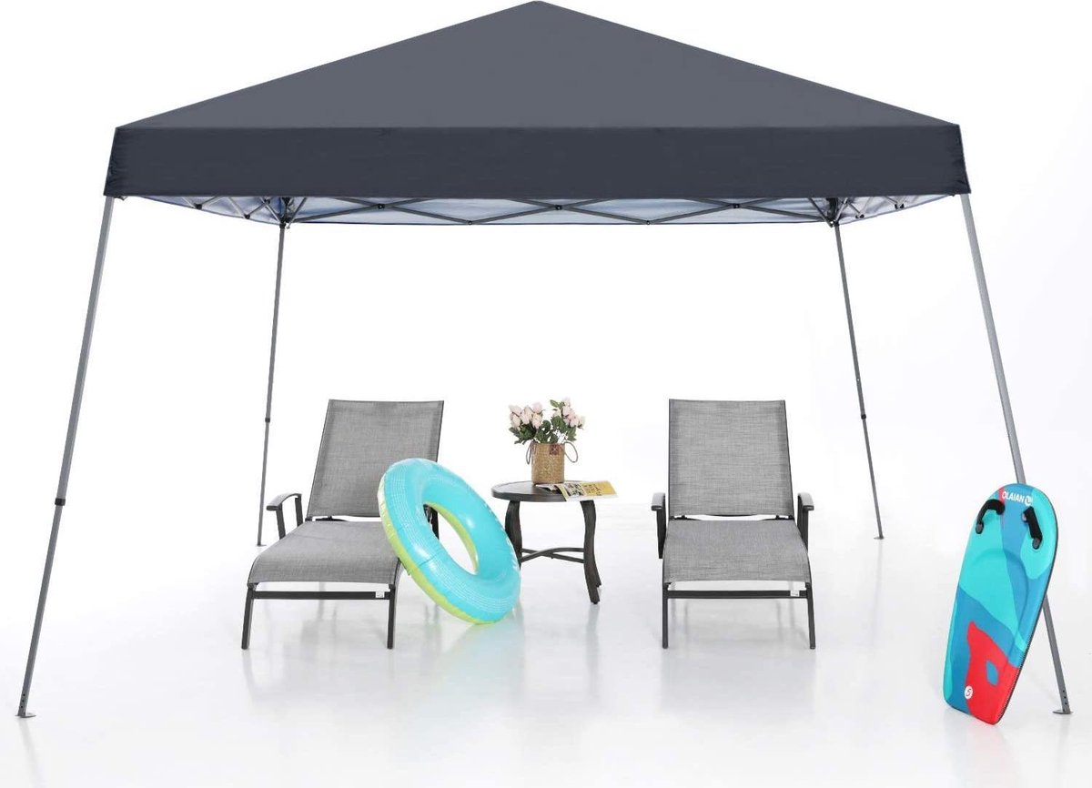 Partytent Opvouwbaar - Zinaps Slant Been Pop Canopy Tent Instant Outdoor Canopy Easy Setup Vouwbescherming Donkergrijs (WK 02130)