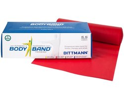 Fitness elastiek 5,5 meter - Medium weerstand - Rood - Body-Band
