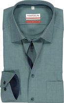 MARVELIS comfort fit overhemd - olijfgroen Chambray (contrast) - Strijkvrij - Boordmaat: 50