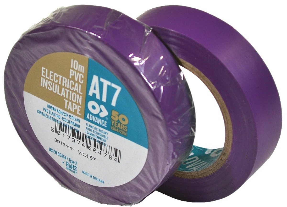 Advance AT7 PVC - Isolatietape - 15mm x 10m - Paars