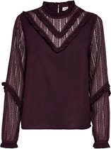 Jacqueline de Yong Blouse Jdylisa L/s Frill Top Wvn 15233664 Winetasting Dames Maat - W36