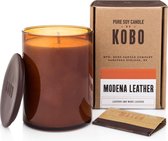 KOBO Geurkaars Woodblock Modena Leather 425 g