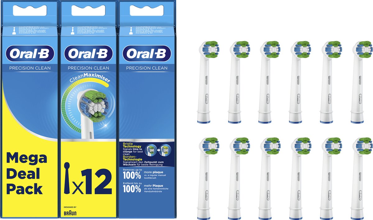 Oral-B Precision Clean - Met CleanMaximiser-technologie - Opzetborstels - 12 Stuks