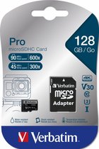 Verbatim MICRO SDXC CARD PRO UHS-3 128GB CLASS 10 INCL ADAPTOR microSDXC-kaart 128 GB UHS-Class 3 Schokbestendig, Water