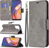 Voor OPPO A94 4G/Reno5 F/F19 Pro Retro Lamsvacht Textuur Pure Kleur Horizontale Flip PU Lederen Case met Houder & Kaartsleuven & Portemonnee & Lanyard (Grijs)