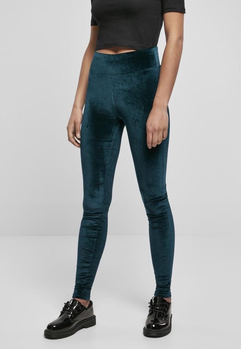 Urban Classics High Waist Velvet Legging 2XL Blauw