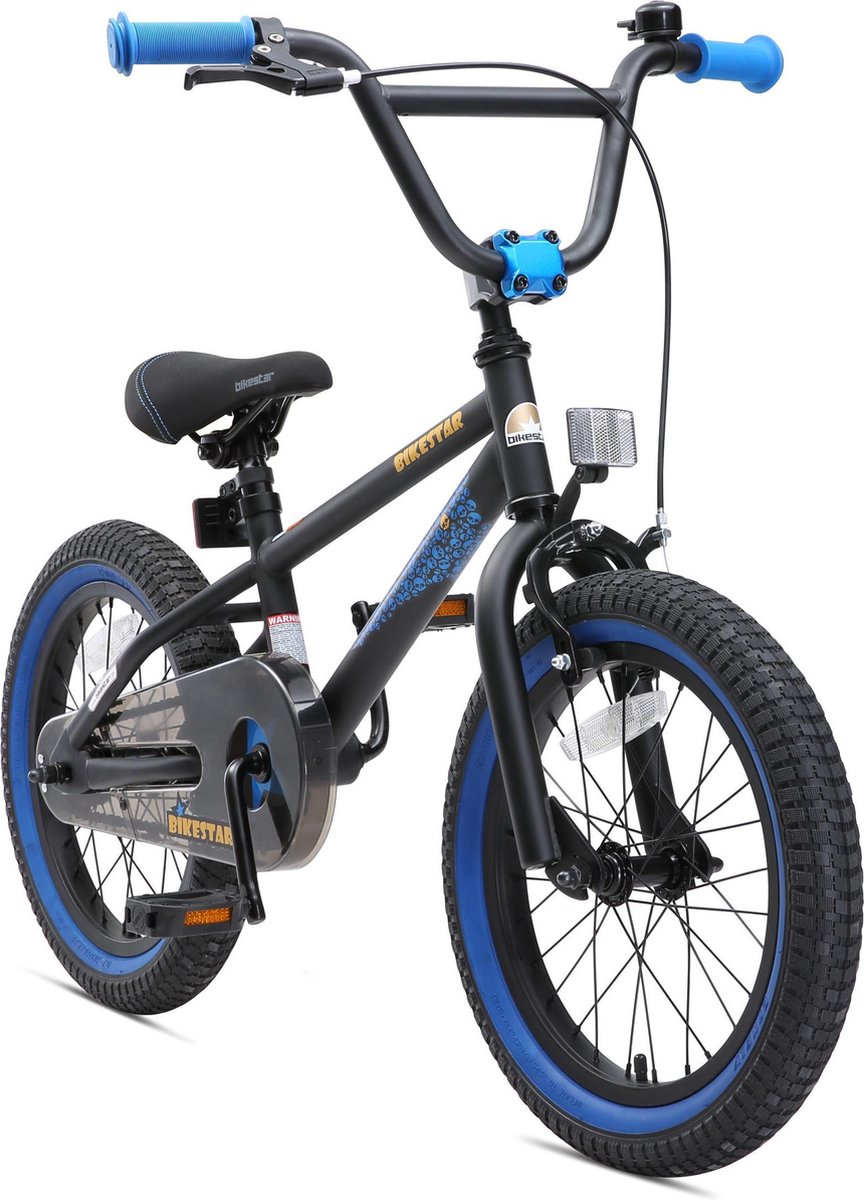 Bikestar 16 inch BMX kinderfiets zwart blauw