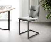 Set-van-4-gestoffeerde-stoel Pia-Adesso lichtgrijs fluweel sledemodel