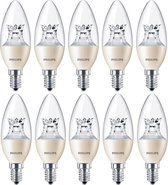 10 stuks Philips LED Kaarslamp E14 4W/827-822 Helder Dimtone