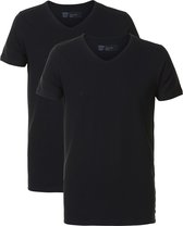 Petrol Industries Heren T-Shirts 2-Pack - V-Hals - Katoen - Regular Fit - Basic Tshirt Set Korte Mouwen - Ondershirt - Multipack van 2 stuks - Zwart - Maat S