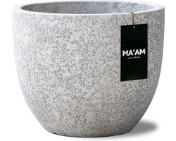 MA'AM Pottery Leah bloempot - rond - 37x30 - wit granito - lichtgewicht - modern/industrieel/scandinavisch
