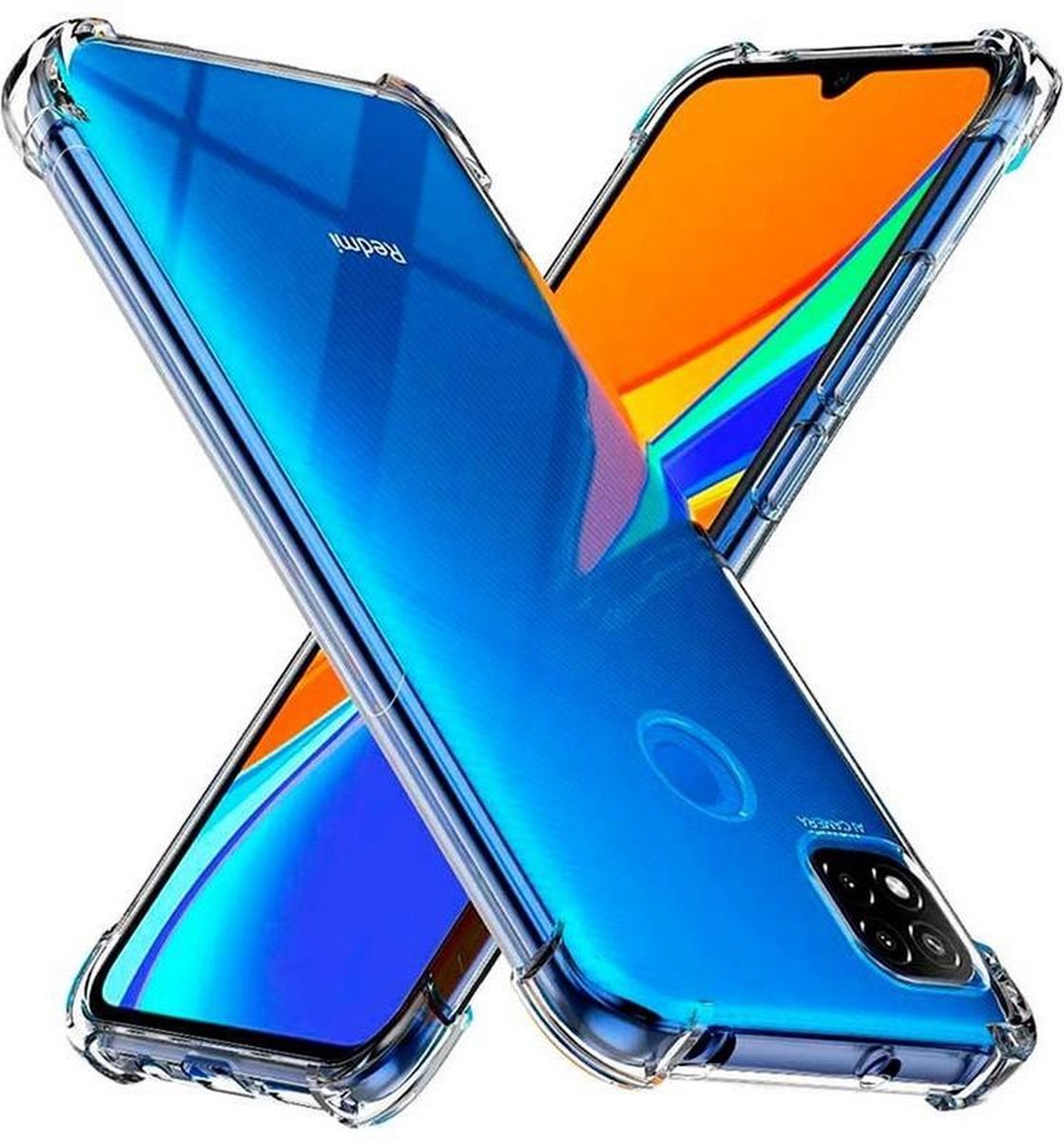 Hoesje Geschikt voor: Xiaomi Redmi 9C - Anti Shock Silicone Bumper - Transparant