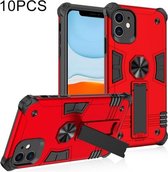 10 stuks schokbestendige TPU + pc-beschermhoes met onzichtbare houder voor iPhone 11 Pro (rood)