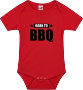 Born to BBQ tekst baby rompertje rood jongens en meisjes - Kraamcadeau barbecue liefhebber 56 (1-2 maanden)