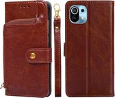 Ritstas PU + TPU Horizontale Flip Lederen Case met Houder & Kaartsleuf & Portemonnee & Lanyard Voor Xiaomi Mi 11 (Bruin)