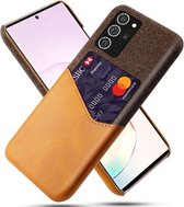 Voor Samsung Galaxy Note20 Ultra 5G Doek Textuur PC + PU lederen achterkant Schokbestendig hoesje met kaartsleuf (oranje)