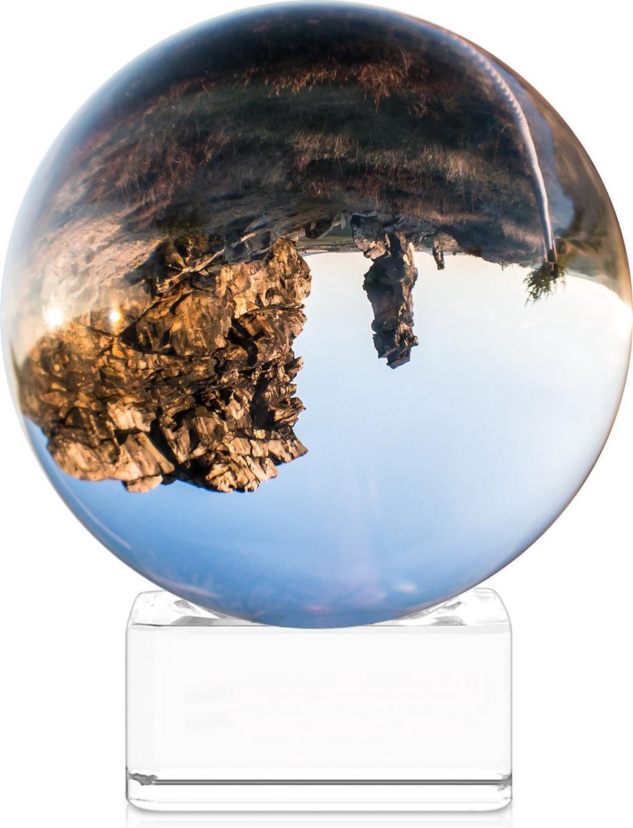 Navaris glazen bol voor fotografie - Fotobol met standaard - Heldere kristallen bal met voet - Lensball Ø 70 mm