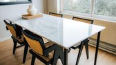 Marmeren Eettafel - Carrara Wit (U-poot) - 160 x 100 cm  - Gezoet