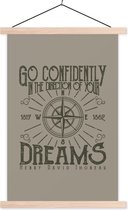 Porte-affiche avec affiche - Affiche scolaire - Vintage - Boussole - Rêves - 60x90 cm - Lattes vierges - Cadeau Vaderdag - Cadeau - Cadeau pour lui - Astuce - Hommes