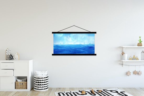 Porte-affiche avec affiche - Affiche scolaire - Mer - Aquarelle - Ciel - 150x75 cm - Lattes noires