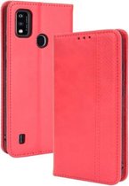 Voor ZTE Blade A51 Magnetische Gesp Retro Crazy Horse Textuur Horizontale Flip Leather Case met Houder & Kaartsleuven & Fotolijst (Rood)