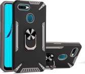 Voor OPPO A7 / A5s (AX5s) pc + TPU-beschermhoes met 360 graden draaibare ringhouder (grijs)