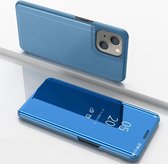 Plated Mirror Horizontal Flip Leather Case met Houder Voor iPhone 13 mini (Blauw)