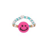 Yehwang Ring Smiley Fuchsia Elastiek Kralen 0252350-355