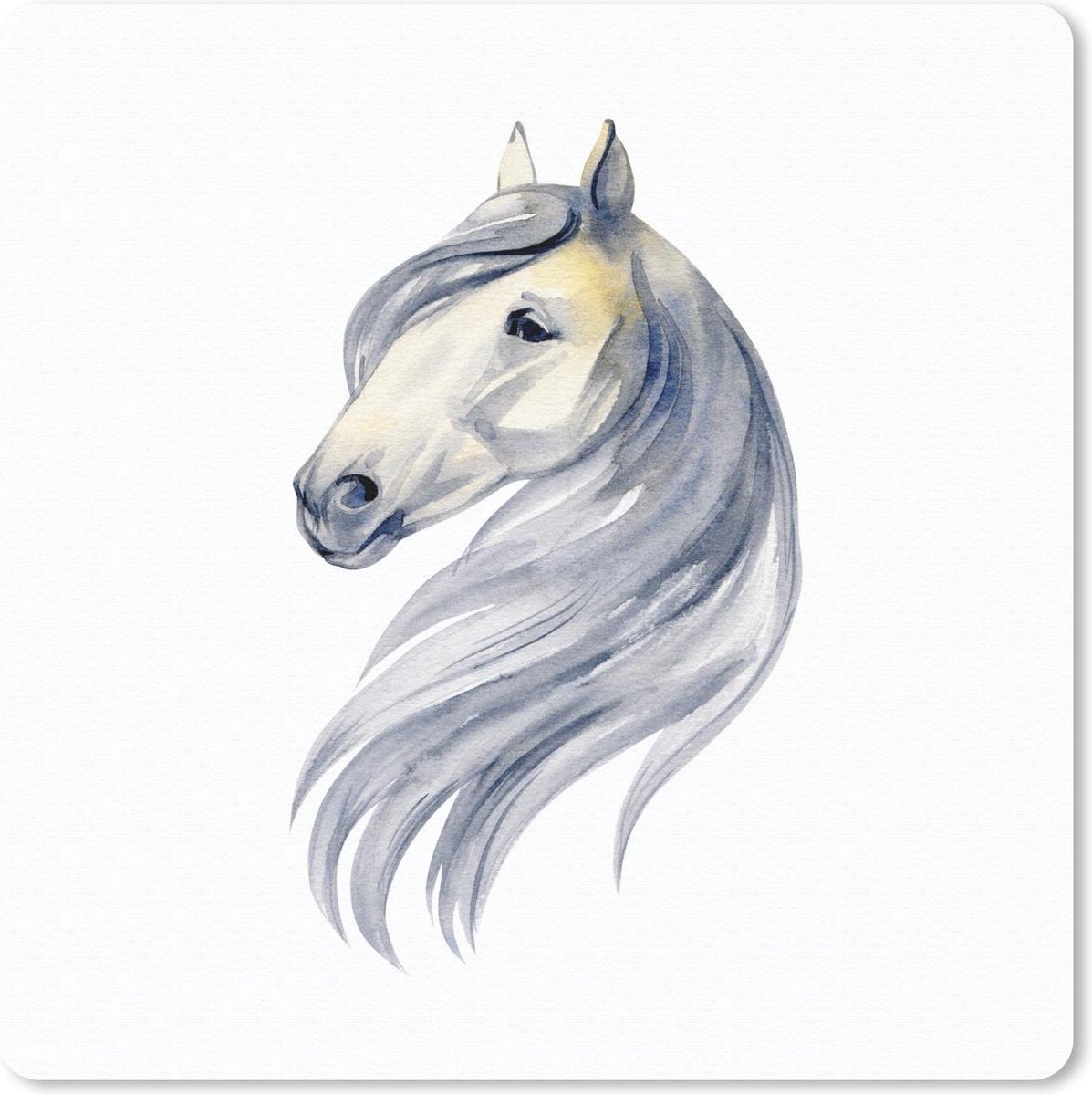 Muismat 30x30 cm - Mousepad Paard - Waterverf - Grijs - Meisjes - Kinderen - Meiden - Muismatten