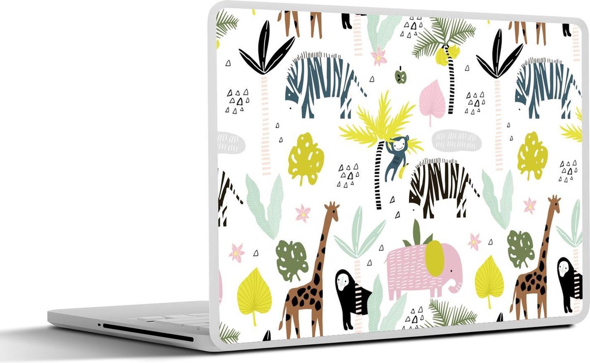 Laptop sticker - 11.6 inch - Dieren - Jungle - Palmboom - Pastel - 30x21cm - Laptopstickers - Laptop skin - Cover