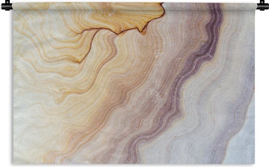 Wandkleed - Wanddoek - Marmer - Textuur - Zandsteen - Goud - Marmerlook - 90x60 cm - Wandtapijt