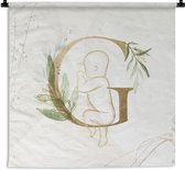 Wandkleed - Wanddoek - Letters - G - Baby - Goud - 60x60 cm - Wandtapijt