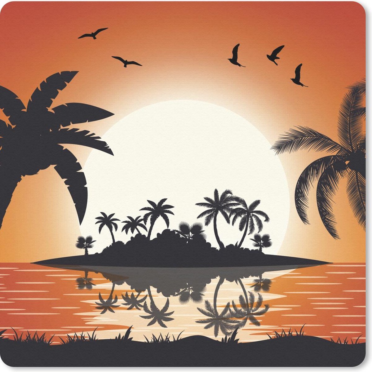 Muismat 20x20 cm - Mousepad Zon - Eiland - Zee - Muismatten