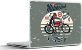 Sticker pour ordinateur portable - 17,3 pouces - Moto - Rétro - Dessin - Citation