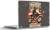 Sticker ordinateur portable - 17,3 pouces - Moto - Casque - Rétro - Dessin