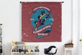 Wandkleed - Wanddoek - Skateboard - Man - Vintage - Letters - 180x180 cm - Wandtapijt