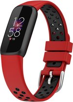 Siliconen Smartwatch bandje - Geschikt voor  Fitbit Luxe sport band - rood/zwart - Strap-it Horlogeband / Polsband / Armband