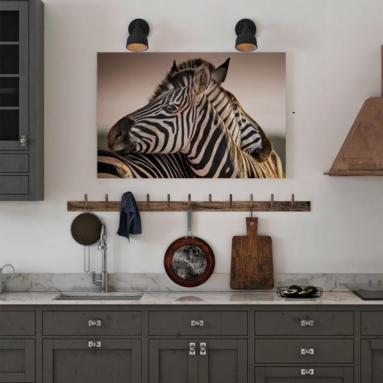 Artaza Toile Peinture Deux Zèbres Enlacés - 60x40 - Photo Sur Toile - Impression Sur Toile