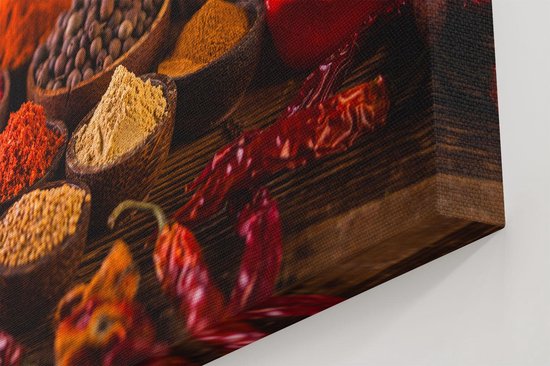 Artaza - Peinture sur toile - Diverse herbes colorées sur la table - 60x40 - Photo sur toile - Impression sur toile